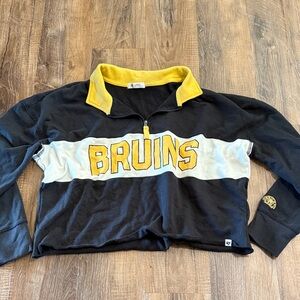 BRUINS Pullover cropped quarter zip - Black and Yellow